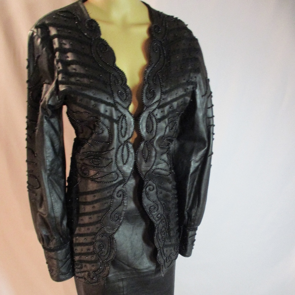 Black Leather 2 Piece Suit